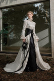 Load image into Gallery viewer, Black and Ivory Two Tone Bridal Gown, Statement Wedding Dress for Formal Ceremony