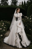 Load image into Gallery viewer, Ivory Romantic Bridal Gown with Statement Skirt, Wedding Dress for Bridal Portraits