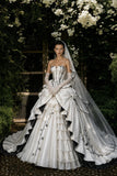 Load image into Gallery viewer, Ivory Refined Bridal Gown with Statement Skirt, Wedding Dress for Bridal Portraits
