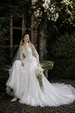Load image into Gallery viewer, Ivory Refined Bridal Gown with Statement Skirt, Wedding Dress for Bridal Portraits