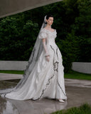 Load image into Gallery viewer, Ivory Romantic Bridal Gown with Graceful Draping, Wedding Dress for Bridal Portraits