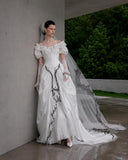 Load image into Gallery viewer, Ivory Romantic Bridal Gown with Graceful Draping, Wedding Dress for Bridal Portraits