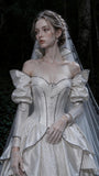 Load image into Gallery viewer, Ivory Refined Bridal Gown with Graceful Draping, Wedding Dress for Bridal Portraits