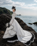 Load image into Gallery viewer, Ivory Statement Bridal Gown with Graceful Draping, Wedding Dress for Bridal Portraits