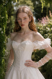 Load image into Gallery viewer, Ivory Romantic Bridal Gown with Flowing Train, Wedding Dress for Wedding Reception