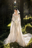 Load image into Gallery viewer, Ivory Refined Bridal Gown with Flowing Train, Wedding Dress for Wedding Reception