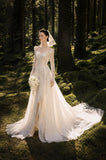 Load image into Gallery viewer, Ivory Refined Bridal Gown with Flowing Train, Wedding Dress for Wedding Reception