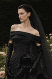 Load image into Gallery viewer, Black Elegant Bridal Gown with Graceful Draping, Wedding Dress for Elegant Celebration