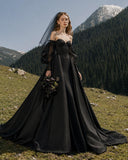 Load image into Gallery viewer, Black Elegant Bridal Gown with Ceremony Style, Wedding Dress for Elegant Celebration