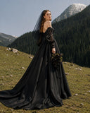 Load image into Gallery viewer, Black Elegant Bridal Gown with Ceremony Style, Wedding Dress for Elegant Celebration