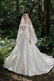 Load image into Gallery viewer, Ivory Romantic Bridal Gown with Statement Skirt, Wedding Dress for Wedding Reception