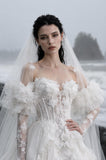 Load image into Gallery viewer, Ivory Refined Bridal Gown with Statement Skirt, Wedding Dress for Wedding Reception