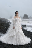 Load image into Gallery viewer, Ivory Refined Bridal Gown with Statement Skirt, Wedding Dress for Wedding Reception