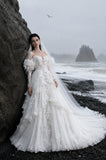 Load image into Gallery viewer, Ivory Refined Bridal Gown with Statement Skirt, Wedding Dress for Wedding Reception