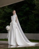 Load image into Gallery viewer, Ivory Classic Bridal Gown with Statement Skirt, Wedding Dress for Wedding Reception