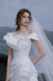 Load image into Gallery viewer, Ivory Graceful Bridal Gown with Statement Skirt, Wedding Dress for Wedding Reception
