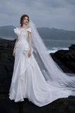 Load image into Gallery viewer, Ivory Graceful Bridal Gown with Statement Skirt, Wedding Dress for Wedding Reception