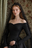 Load image into Gallery viewer, Black Statement Bridal Gown with Formal Bridal Look, Wedding Dress for Formal Ceremony
