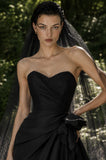 Load image into Gallery viewer, Black Gothic Bridal Gown with Statement Skirt, Wedding Dress for Formal Ceremony