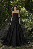 Load image into Gallery viewer, Black Gothic Bridal Gown with Statement Skirt, Wedding Dress for Formal Ceremony