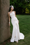Load image into Gallery viewer, Ivory Refined Bridal Gown with Graceful Draping, Wedding Dress for Wedding Reception