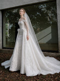 Load image into Gallery viewer, Ivory Graceful Bridal Gown with Graceful Draping, Wedding Dress for Wedding Reception