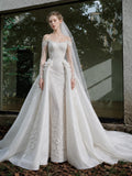 Load image into Gallery viewer, Ivory Graceful Bridal Gown with Graceful Draping, Wedding Dress for Wedding Reception