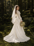 Load image into Gallery viewer, Ivory Statement Bridal Gown with Graceful Draping, Wedding Dress for Wedding Reception