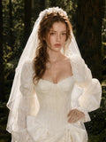 Load image into Gallery viewer, Ivory Statement Bridal Gown with Graceful Draping, Wedding Dress for Wedding Reception