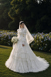 Load image into Gallery viewer, Ivory Classic Bridal Gown with Ceremony Style, Wedding Dress for Wedding Reception