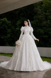 Load image into Gallery viewer, Ivory Elegant Bridal Gown with Flowing Train, Wedding Dress for Elegant Celebration