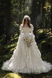Load image into Gallery viewer, Ivory Refined Bridal Gown with Flowing Train, Wedding Dress for Elegant Celebration