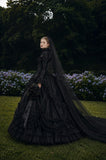 Load image into Gallery viewer, Black Dramatic Bridal Gown with Full-Length Silhouette, Wedding Dress for Garden Wedding