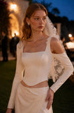 Load image into Gallery viewer, Ivory Refined Bridal Gown with Full-Length Silhouette, Wedding Dress for Elegant Celebration