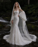 Load image into Gallery viewer, Ivory Refined Bridal Gown with Statement Skirt, Wedding Dress for Elegant Celebration