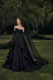 Load image into Gallery viewer, Black Statement Bridal Gown with Ceremony Style, Wedding Dress for Garden Wedding