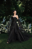 Load image into Gallery viewer, Black Gothic Bridal Gown with Flowing Train, Wedding Dress for Bridal Portraits