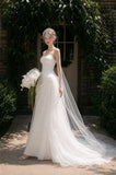 Load image into Gallery viewer, Ivory Elegant Bridal Gown with Graceful Draping, Wedding Dress for Elegant Celebration
