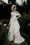 Load image into Gallery viewer, Ivory Refined Bridal Gown with Graceful Draping, Wedding Dress for Elegant Celebration