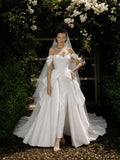 Load image into Gallery viewer, Ivory Graceful Bridal Gown with Graceful Draping, Wedding Dress for Elegant Celebration