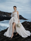 Load image into Gallery viewer, Ivory Statement Bridal Gown with Graceful Draping, Wedding Dress for Elegant Celebration