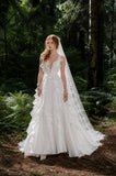 Load image into Gallery viewer, Ivory Romantic Bridal Gown with Flowing Train, Wedding Dress for Formal Ceremony