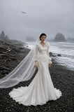 Load image into Gallery viewer, Ivory Refined Bridal Gown with Flowing Train, Wedding Dress for Formal Ceremony
