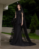 Load image into Gallery viewer, Black Statement Bridal Gown with Statement Skirt, Wedding Dress for Bridal Portraits