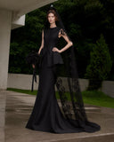 Load image into Gallery viewer, Black Statement Bridal Gown with Statement Skirt, Wedding Dress for Bridal Portraits