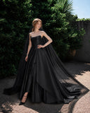 Load image into Gallery viewer, Black Gothic Bridal Gown with Graceful Draping, Wedding Dress for Bridal Portraits