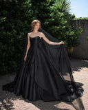 Load image into Gallery viewer, Black Gothic Bridal Gown with Graceful Draping, Wedding Dress for Bridal Portraits