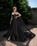 Load image into Gallery viewer, Black Gothic Bridal Gown with Graceful Draping, Wedding Dress for Bridal Portraits
