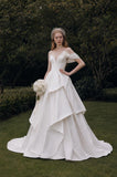 Load image into Gallery viewer, Ivory Statement Bridal Gown with Flowing Train, Wedding Dress for Formal Ceremony