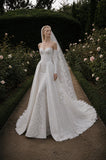 Load image into Gallery viewer, Ivory Refined Bridal Gown with Full-Length Silhouette, Wedding Dress for Formal Ceremony